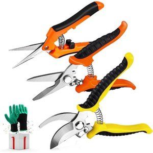 3 Pack Garden Pruning Shears Stainless Steel Blades Handheld Pruners Set